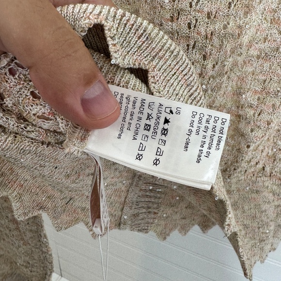 NEW GOELIA Sequin Wave Cut Trim Knitted Cardigan US Size 6 - Picture 8 of 9